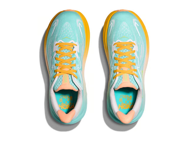 HOKA Clifton 10 – Aqua, Yellow & Peach