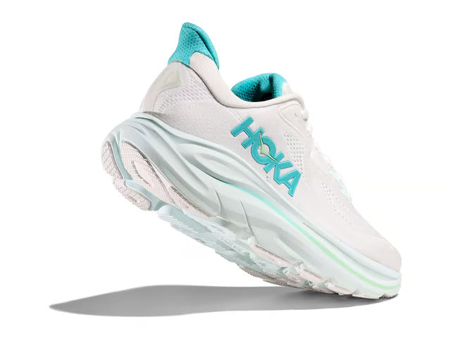 HOKA Clifton 10 – White & Aqua