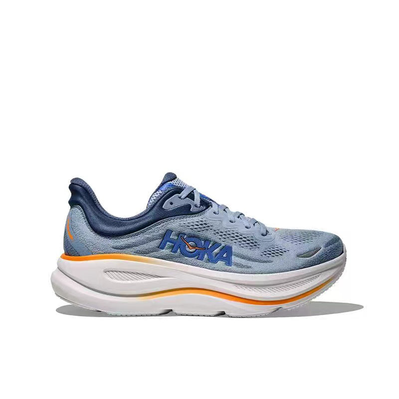HOKA Bondi 9 Running Shoe – Blue Grey, Navy & Orange