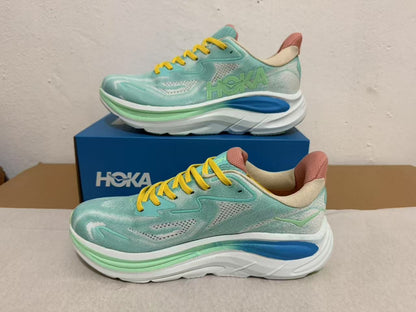 HOKA Clifton 10 – Aqua, Yellow & Peach