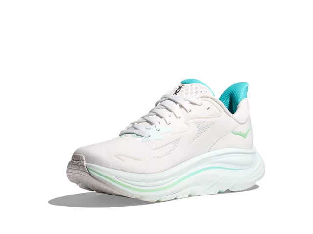 HOKA Clifton 10 – White & Aqua