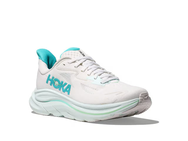HOKA Clifton 10 – White & Aqua