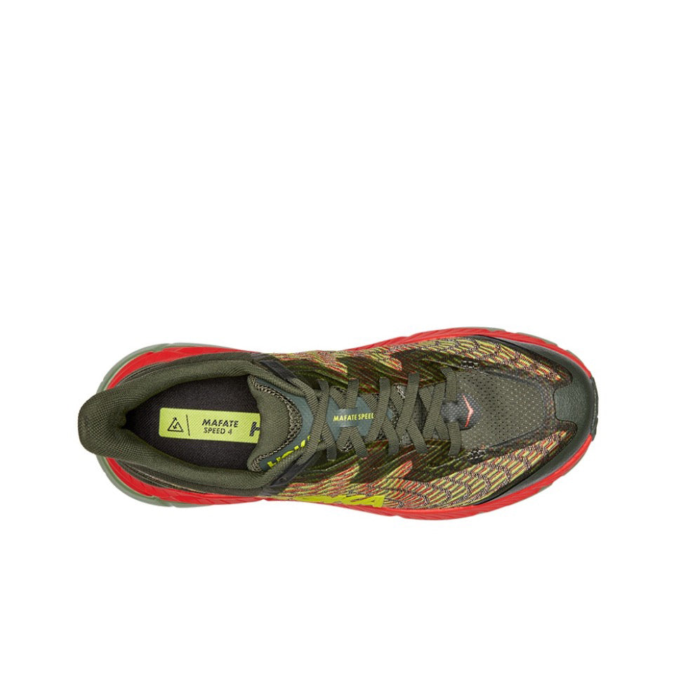 HOKA Mafate Speed 4 – Olive, Coral & Lime